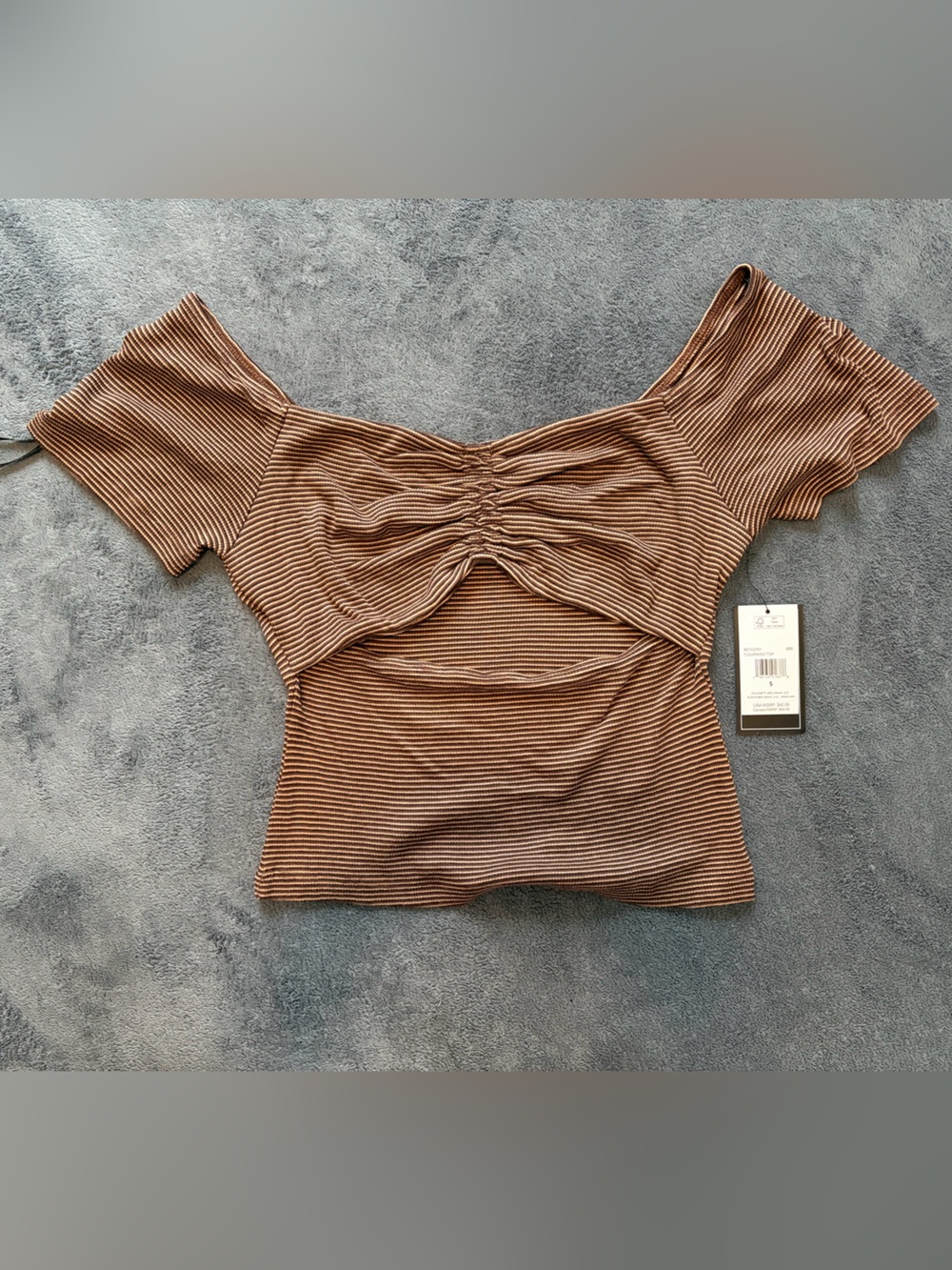 Volcom Brown Striped Off Shoulder Camisole